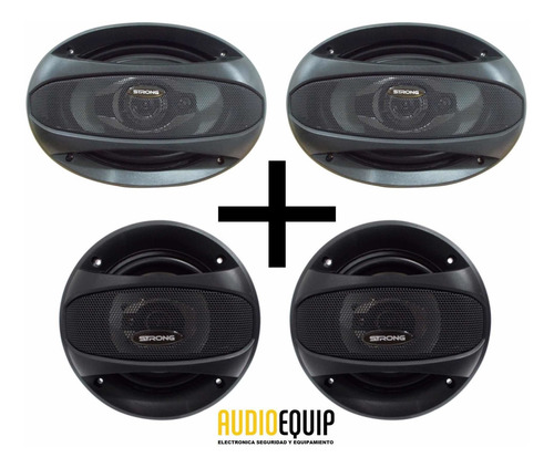 Combo Parlantes Strong 6x9 500w C/u + 6 Pulgadas 450w C/u