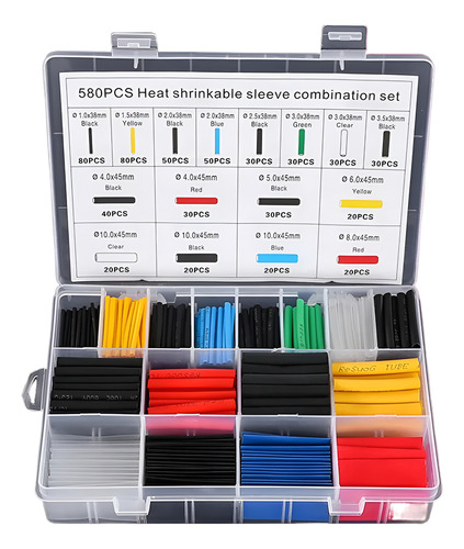 Kit Tubo Termocontraible 580 Piezas Medidas Conexion Aislada