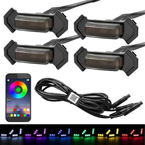 Kit X4 Led Parrilla Universal Rgb Bluetooth Tipo Raptor