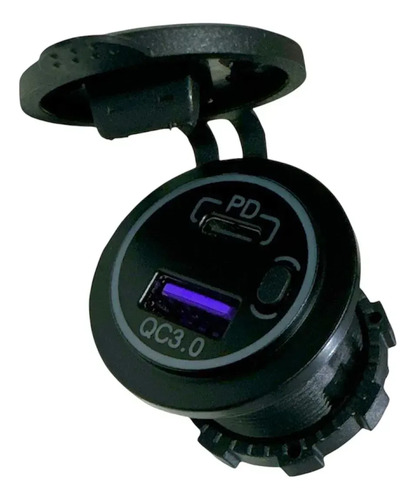 Cargador Toma Usb C Embutir Auto Carga Rapida 12-24v Negro