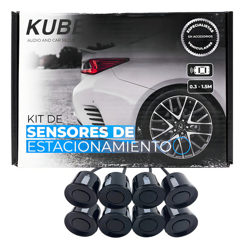 Kit De Sensor De Estacionamiento 8 Sensores Color Negro