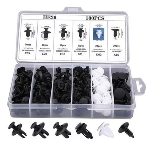 Kit 100 Ganchos Grampas Clips Tapizado Carroceria Vehiculos