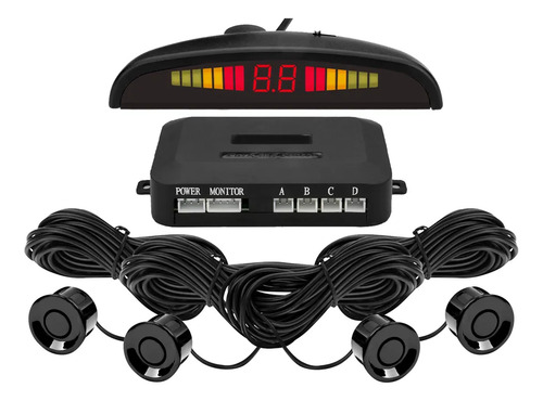 Sensor Estacionamiento Kit Con Sonido Y Display Digital Negro