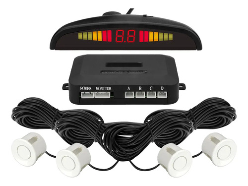 Sensor Estacionamiento Kit Con Sonido Y Display Digital Blanco