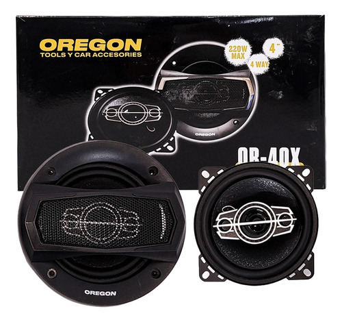 Juego De Parlantes Oregon 220 Watts Max 4 Vias 4 Pulgadas Color Negro