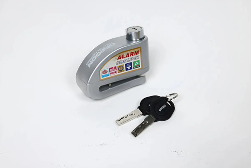 Traba Disco Con Alarma Candado Blindado 2 Llaves Moto Bici Color Gris Oscuro
