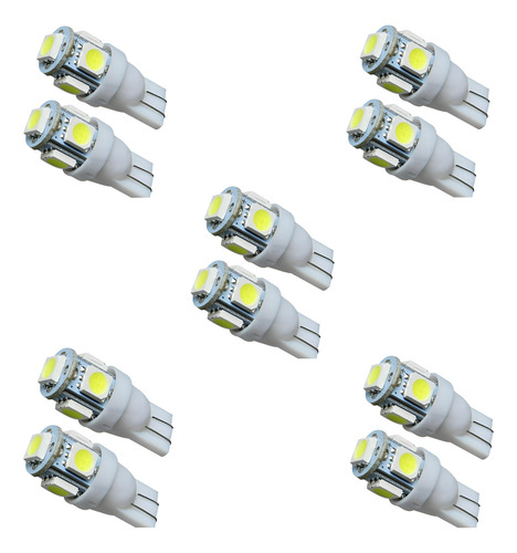 Led Posición T10 Blanco 5 Puntas W5w 12951 X 10 Unidades
